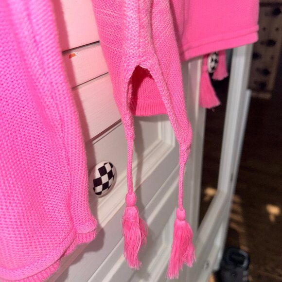 Lilly Pulitzer Jody V-Neck Sweater Havana Pink Marbled Ombre Tassels SMALL VEUC - Picture 3 of 4